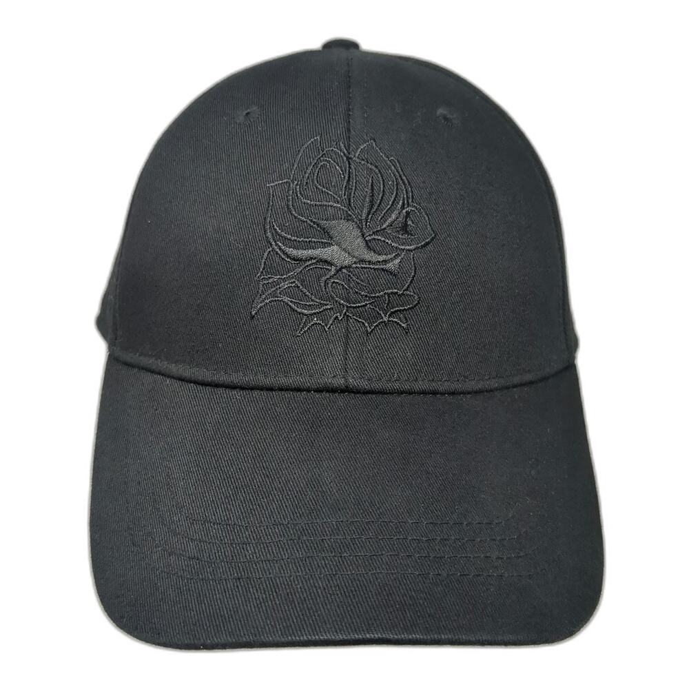 Forever 21 Baseball Cap Black One Size Tonal Rose Embroidery Slideback Hat